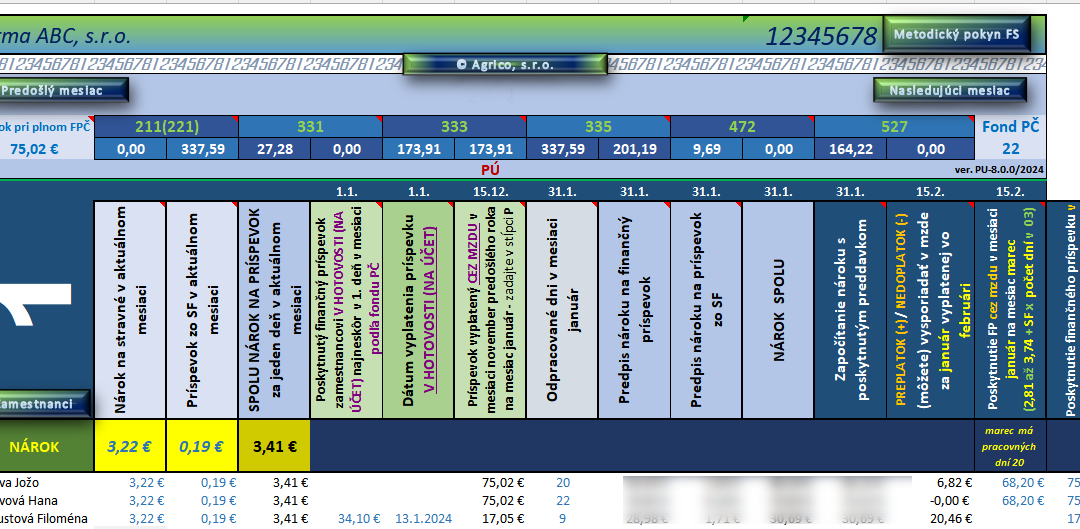 Stravné – PÚ 2025 (verzia 10.0.0)