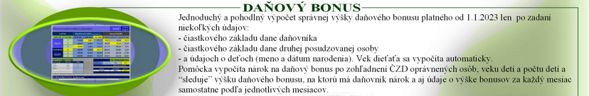 KLIKNITE - Pomôcka na výpočet daňového bonusu zamestnanca alebo SZČO za rok 2024